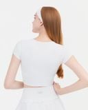  Áo croptop tay ngắn tập Yoga Gym Hibi Sports CR841 Kiểu phối cắt sò may chéo, kèm mút ngực, chất vải cao cấp EX-Lu Fabric 