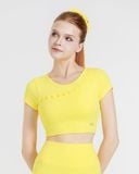  Áo croptop tay ngắn tập Yoga Gym Hibi Sports CR841 Kiểu phối cắt sò may chéo, kèm mút ngực, chất vải cao cấp EX-Lu Fabric 