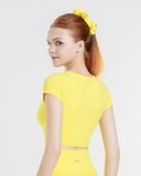  Áo croptop tay ngắn tập Yoga Gym Hibi Sports CR841 Kiểu phối cắt sò may chéo, kèm mút ngực, chất vải cao cấp EX-Lu Fabric 