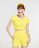  Áo croptop tay ngắn tập Yoga Gym Hibi Sports CR841 Kiểu phối cắt sò may chéo, kèm mút ngực, chất vải cao cấp EX-Lu Fabric 