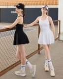  Váy Pickleball Liền Thân Hibi Sports D101 Hai Dây Dáng Xòe, Kèm Mút Ngực, Chất Vải Cao Cấp Lu Fabric 