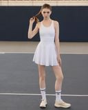  Váy Pickleball Liền Thân Hibi Sports D101 Hai Dây Dáng Xòe, Kèm Mút Ngực, Chất Vải Cao Cấp Lu Fabric 