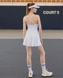  Váy Pickleball Liền Thân Hibi Sports D101 Hai Dây Dáng Xòe, Kèm Mút Ngực, Chất Vải Cao Cấp Lu Fabric 