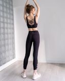  Set Đồ Tập Yoga Gym Hibi Sports H142 Quần Lửng Lưng Cao, Áo Dây Đan Kèm Mút Ngực 