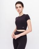  Set Đồ Tập Yoga Gym Hibi Sports H147 Kiểu Áo Croptop Có Tay Kèm Mút Ngực, Quần Lưng Cao Tôn Dáng, Chất Vải Hi Fabric 