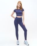  Set Đồ Tập Yoga Gym Hibi Sports H147 Kiểu Áo Croptop Có Tay Kèm Mút Ngực, Quần Lưng Cao Tôn Dáng, Chất Vải Hi Fabric 