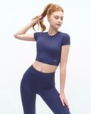  Set Đồ Tập Yoga Gym Hibi Sports H147 Kiểu Áo Croptop Có Tay Kèm Mút Ngực, Quần Lưng Cao Tôn Dáng, Chất Vải Hi Fabric 