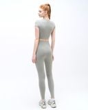  Set Đồ Tập Yoga Gym Hibi Sports H147 Kiểu Áo Croptop Có Tay Kèm Mút Ngực, Quần Lưng Cao Tôn Dáng, Chất Vải Hi Fabric 