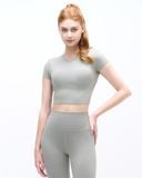  Set Đồ Tập Yoga Gym Hibi Sports H147 Kiểu Áo Croptop Có Tay Kèm Mút Ngực, Quần Lưng Cao Tôn Dáng, Chất Vải Hi Fabric 