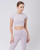 Set Đồ Tập Yoga Gym Hibi Sports H147 Kiểu Áo Croptop Có Tay Kèm Mút Ngực, Quần Lưng Cao Tôn Dáng, Chất Vải Hi Fabric 