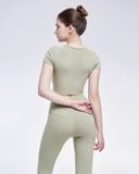  Set đồ tập yoga gym luxury Hibi Sports H168, Kiểu áo có tay khoét eo, kèm mút ngực, vải Rib Fabric 