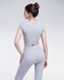  Set đồ tập yoga gym luxury Hibi Sports H168, Kiểu áo có tay khoét eo, kèm mút ngực, vải Rib Fabric 