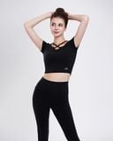  Set Đồ Tập Yoga Gym Hibi Sports H174 Kiểu Áo Croptop Có Tay Phối Dây Trước Kèm Mút Ngực, Chất Vải Hi Fabric 