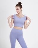  Set Đồ Tập Yoga Gym Hibi Sports H174 Kiểu Áo Croptop Có Tay Phối Dây Trước Kèm Mút Ngực, Chất Vải Hi Fabric 
