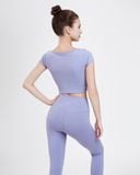  Set Đồ Tập Yoga Gym Hibi Sports H174 Kiểu Áo Croptop Có Tay Phối Dây Trước Kèm Mút Ngực, Chất Vải Hi Fabric 