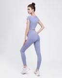  Set Đồ Tập Yoga Gym Hibi Sports H174 Kiểu Áo Croptop Có Tay Phối Dây Trước Kèm Mút Ngực, Chất Vải Hi Fabric 