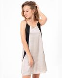  Đầm Lụa 2 Dây Phối Màu HB101 