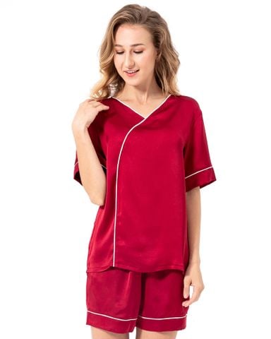  Set Pijama Đùi Vạt Áo Đắp Chéo Viền Trắng HB104 