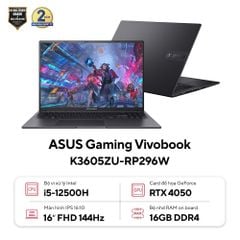 Laptop ASUS Gaming Vivobook K3605ZU-RP296W (Intel Core i5-12500H | 16GB | 512GB | RTX 4050 | 16 inch WUXGA | Win 11 | Đen)