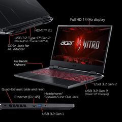 Laptop Gaming Acer Nitro 5 Tiger AN515-58-5935 NH.QLZSV.001 (Core i5-12450H |RTX 4050| 8GB | 512GB | | 15.6 inch FHD 144Hz IPS | Win 11 | Đen)
