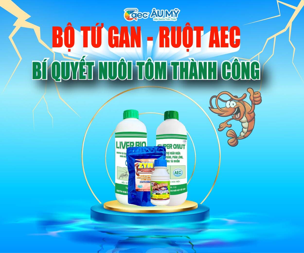 Combo Bộ 4 - Phòng trị bệnh phân trắng trên tôm