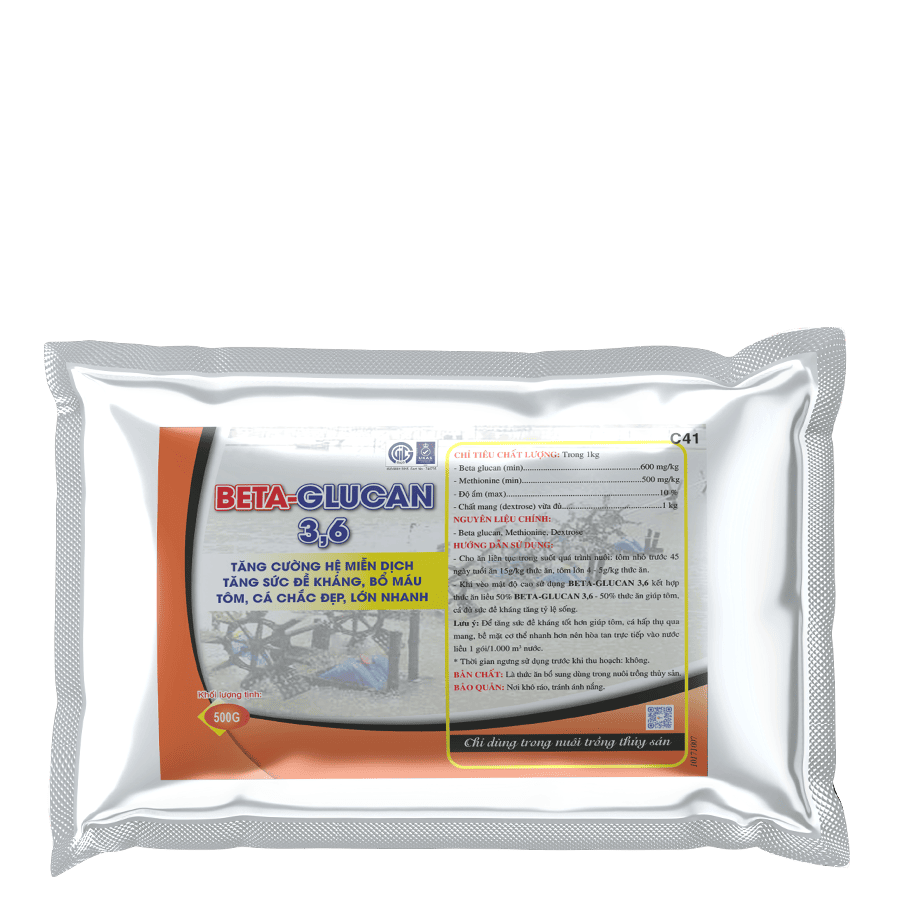  Beta-Glucan Tăng cường hệ miễn dịch, tăng sức đề kháng, tôm lớn nhanh 