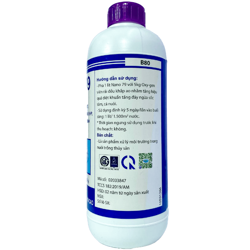  Nano 79 - Diệt khuẩn gây EHP, diệt khuẩn gây EMS, diệt nấm, diệt virus - An toàn cho tôm 