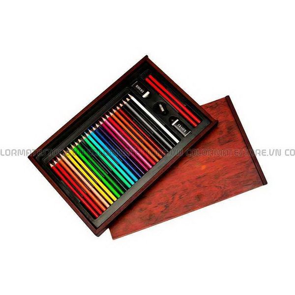  Hộp Gỗ 24 Bút Chì Màu MS-30W 