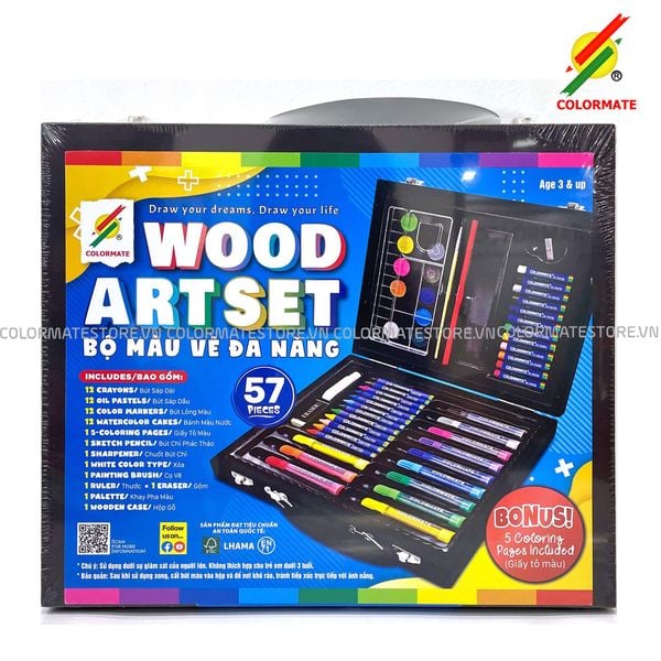  Bộ màu vẽ hộp gỗ 57W chi tiết-Colormate 