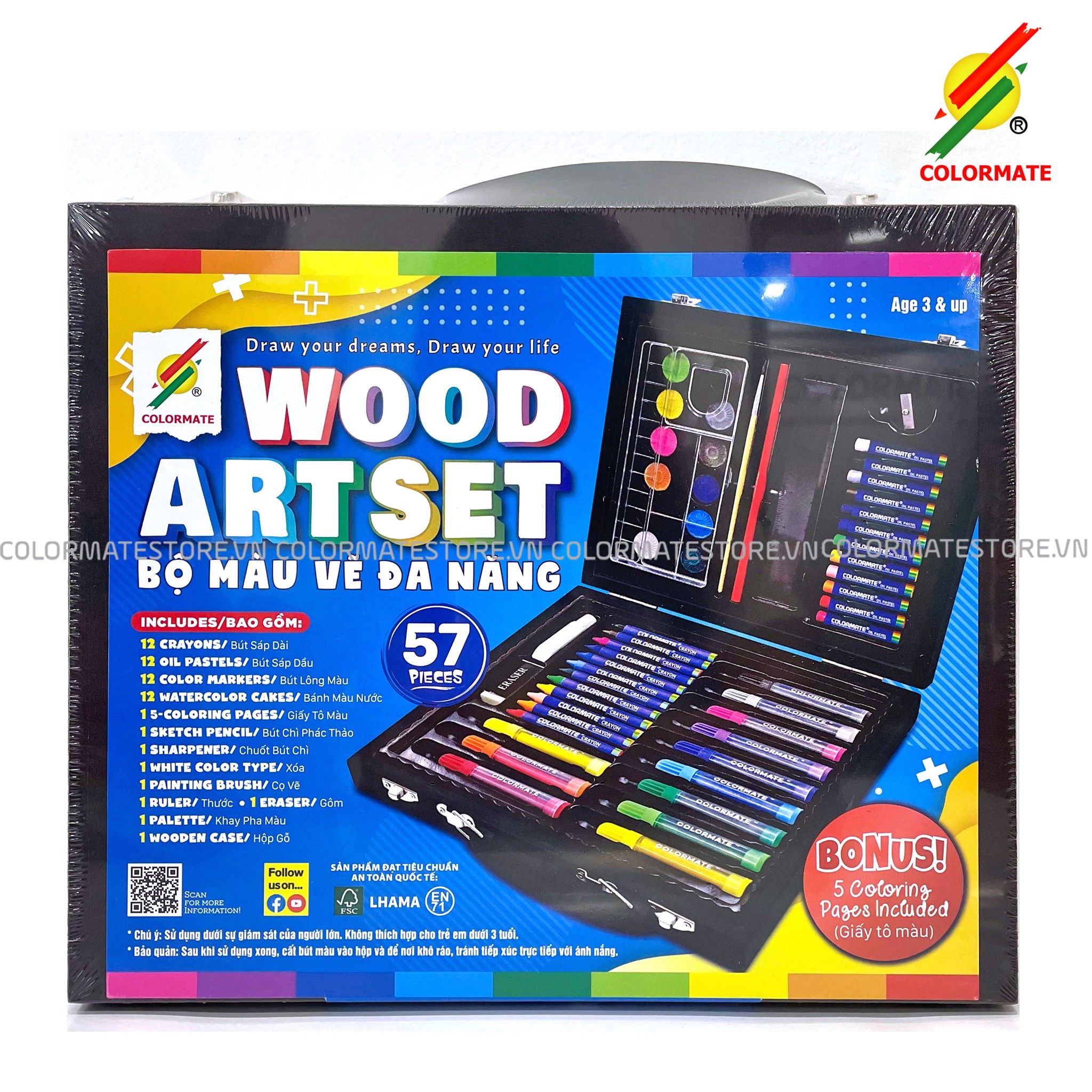 111pc Drawing, Sketching & Doodling Art Set in Wood Case - Art 101