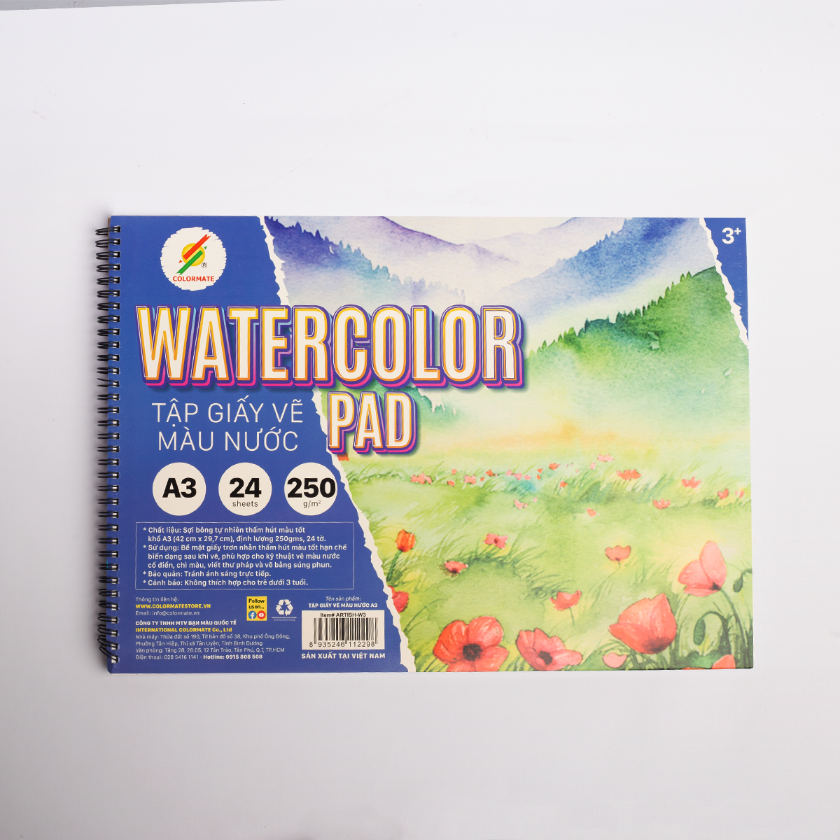 Tập Giấy Vẽ Màu Nước Cao Cấp Khổ A3 – Colormate Art & Craft