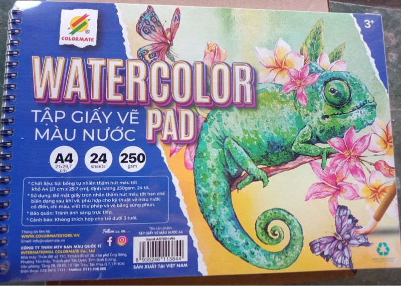  Tập Giấy Vẽ Màu Nước A4 (watercolor pad) 250GSM-Colormate 