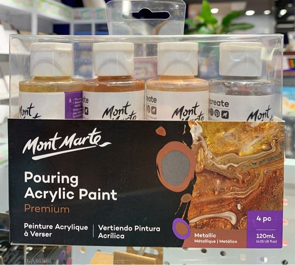  MM Pouring Acrylic 120Ml 4Pc - Metallic 