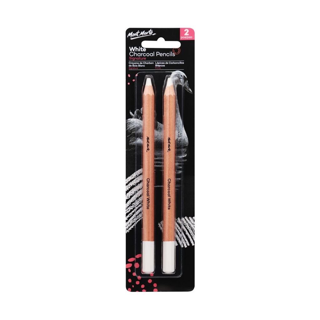  MM White Charcoal Pencils Lge Hex 2pc 