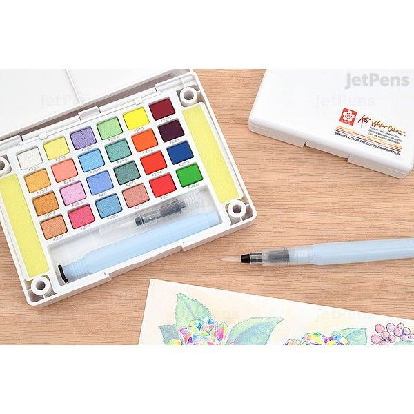  Màu nước Koi ánh ngọc trai, bộ 24 màu + cọ nước 