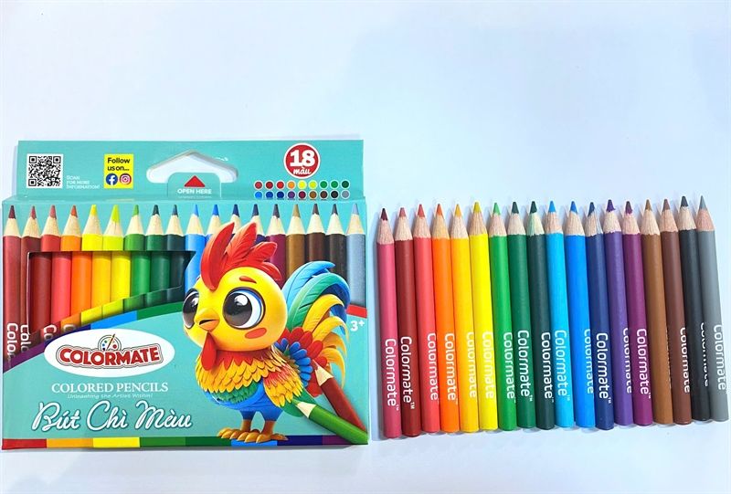  Hộp giấy 18 cây chì màu ngắn 