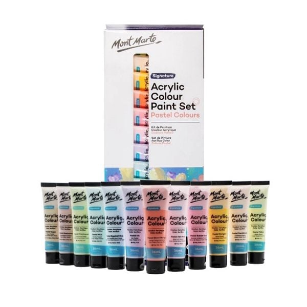  Acrylic Colour Pastel Paint Set Signature 12pc x 36ml 
