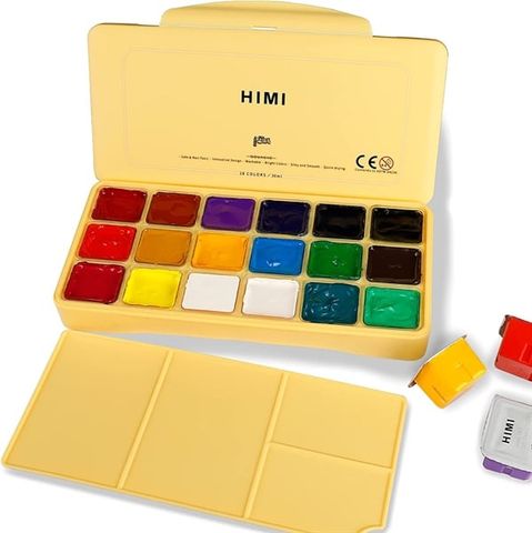 HIMI 18 Colors 30ml Gouache Paint Set Yellow Packaging