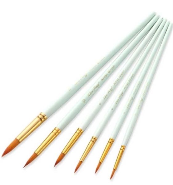  Bộ 6 cây cọ vẽ màu nước đầu tròn 