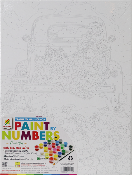  Tranh Tô Màu Số Hóa FLOWER CAR A3-Colormate 