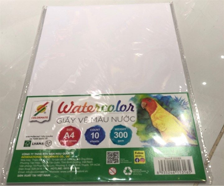  Giấy vẽ màu nước A4 - 300GSM (1 tờ) 