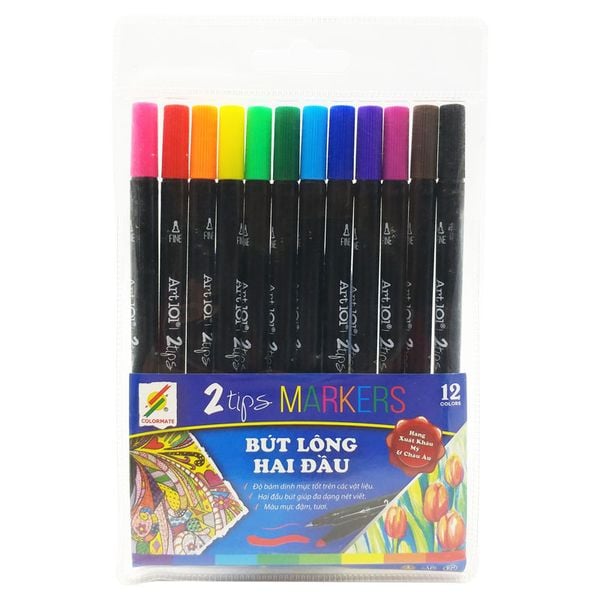  Bộ 12 cây bút lông 2 đầu-Colormate 