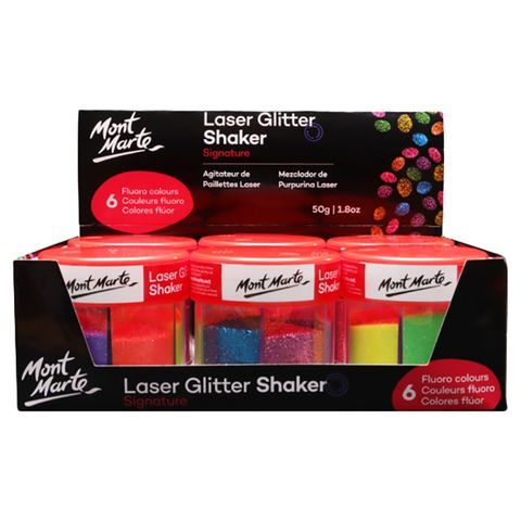 Laser Glitter Shaker 6 Fluro Colors 50gm