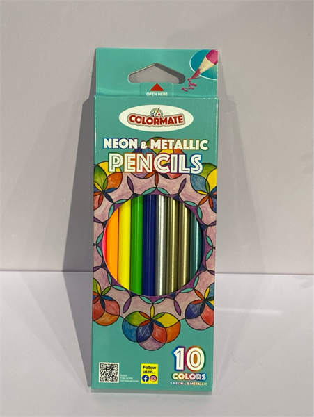  Hộp giấy 10 cây chì màu Neon và Metallic 