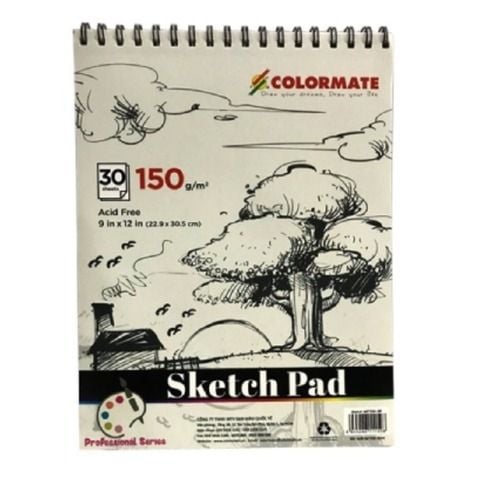  Tập Giấy Vẽ Sketch Pad A4 Định Lượng 150GMS 30 Tờ-Colormate 