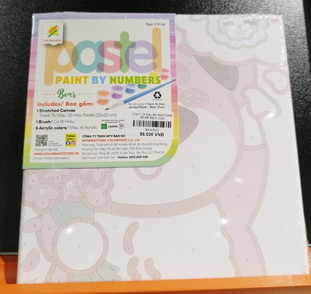  Tranh Tô Màu Số Hóa Pastel BEAR 20cm-Colormate 