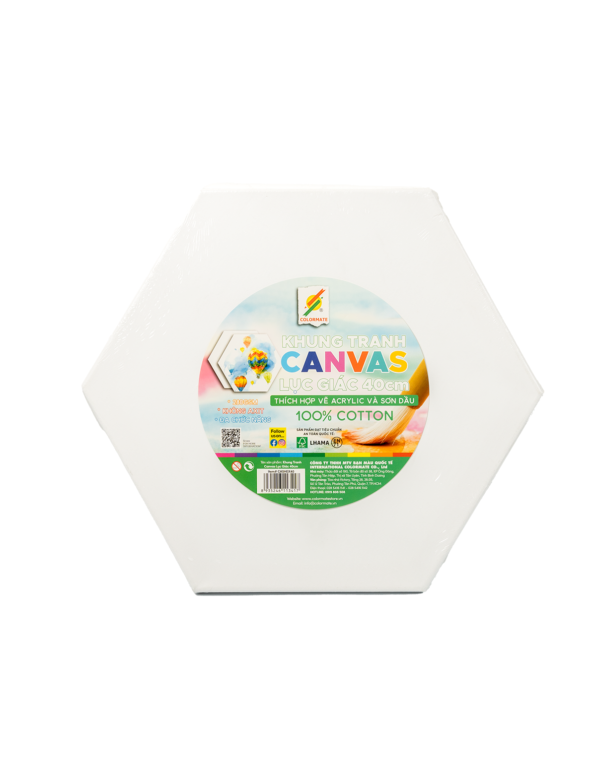  Khung tranh canvas lục giác 40cm-Colormate 