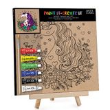  Canvas Gỗ Và 6 Tuýp Màu Acrylic Hình Kỳ Lân 