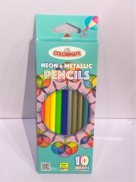  Hộp giấy 10 cây chì màu Neon và Metallic 