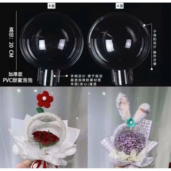 Bóng mica trong suốt bó hoa 20cm 